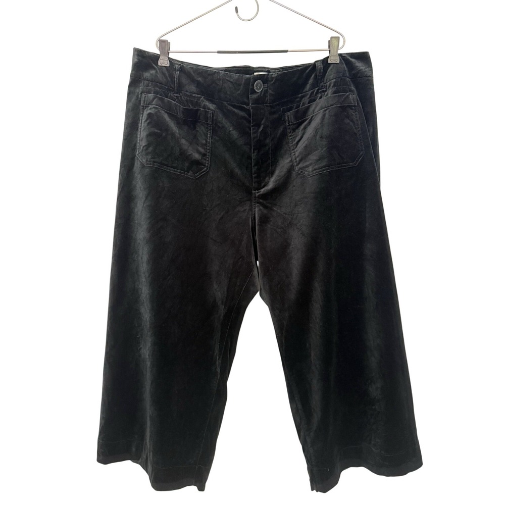 ANTHROPOLOGIE Maeve The Colette Black Velvet PANTS 22W High Rise Wide Leg Party